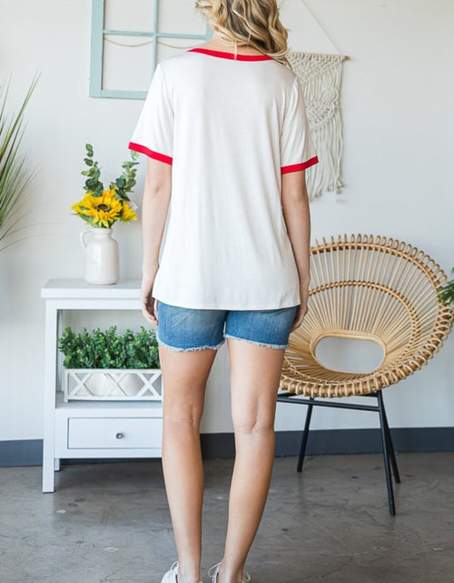 Load image into Gallery viewer, Heimish Full Size USA Contrast Trim Short Sleeve T-Shirt
