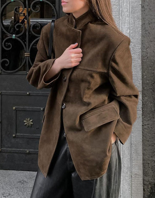 Load image into Gallery viewer, Lapel Collar Button Up Jacket
