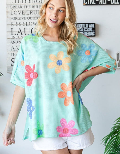 Load image into Gallery viewer, HOPELY Floral Waffle Oversize T-Shirt
