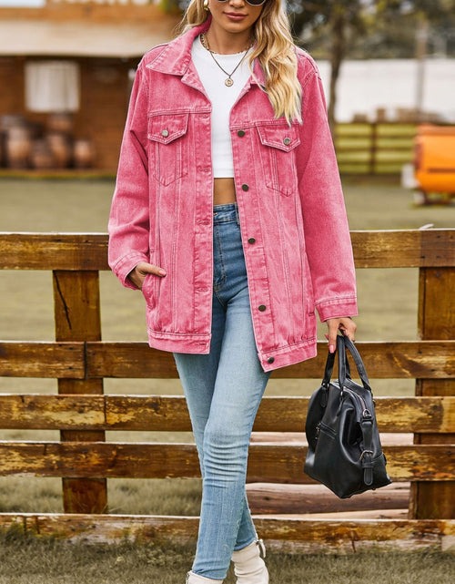 Load image into Gallery viewer, Buttoned Collared Neck Denim Jacket with Pockets
