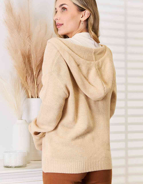 Load image into Gallery viewer, Woven Right Button-Down Long Sleeve Hooded Sweater
