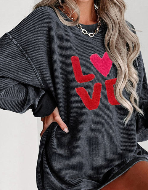 Load image into Gallery viewer, Valentine’s Day LOVE Round Neck Long Sleeve Sweatshirt
