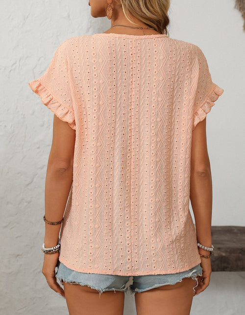 Load image into Gallery viewer, Mandy Eyelet Round Neck Short Sleeve Top
