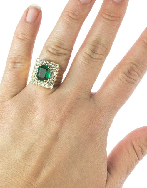 Load image into Gallery viewer, Vintage Austrian Crystal Cocktail Ring 18k Yellow or White Gold Electroplated Women's Birthstne RingMade in USA by PVD Vintage Jewelry
