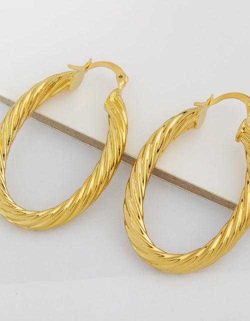 Load image into Gallery viewer, RMZ GOLD NYC 14k Gold Classic Oval Bamboo Hoop Earrings
