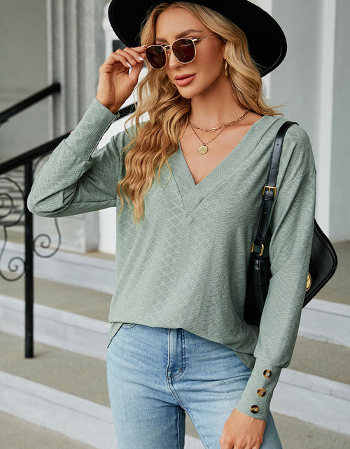 Load image into Gallery viewer, V-Neck Lantern Sleeve T-Shirt
