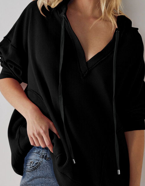 Load image into Gallery viewer, Exposed Seam Drawstring Long Sleeve Hoodie
