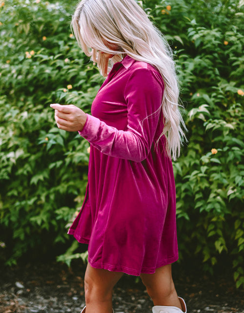 Load image into Gallery viewer, Lennon Long Sleeve Ruffle Velvet Dress by Poppy Lee Lane

