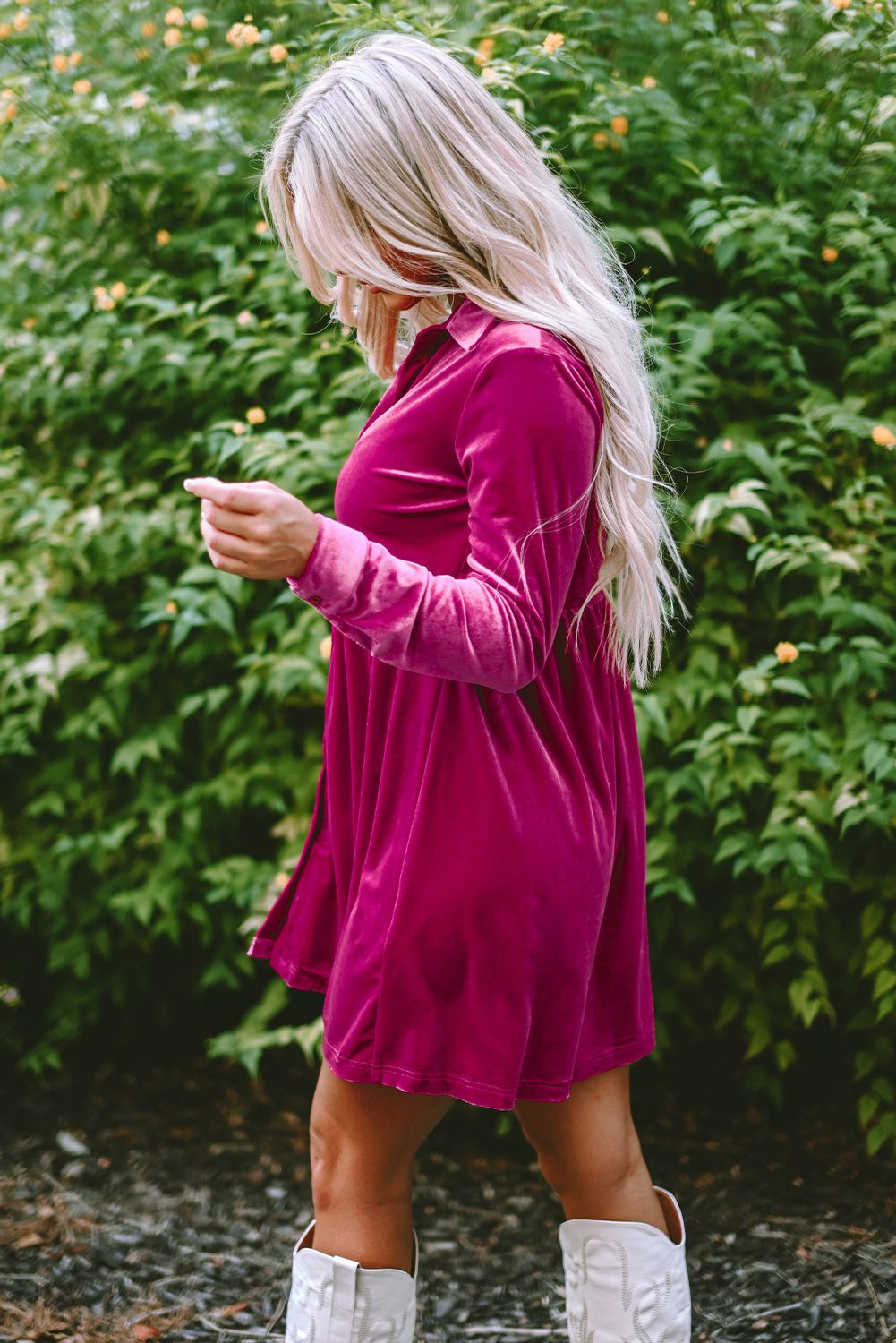 Lennon Long Sleeve Ruffle Velvet Dress by Poppy Lee Lane