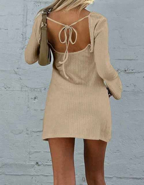 Load image into Gallery viewer, Backless Round Neck Long Sleeve Mini Dress
