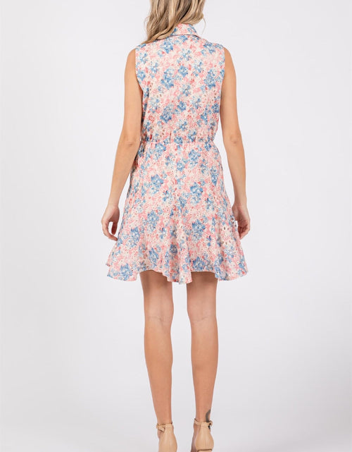 Load image into Gallery viewer, GeeGee Full Size Floral Eyelet Sleeveless Mini Dress
