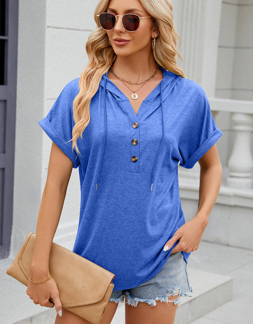 Load image into Gallery viewer, Florira Hooded Short Sleeve T-Shirt
