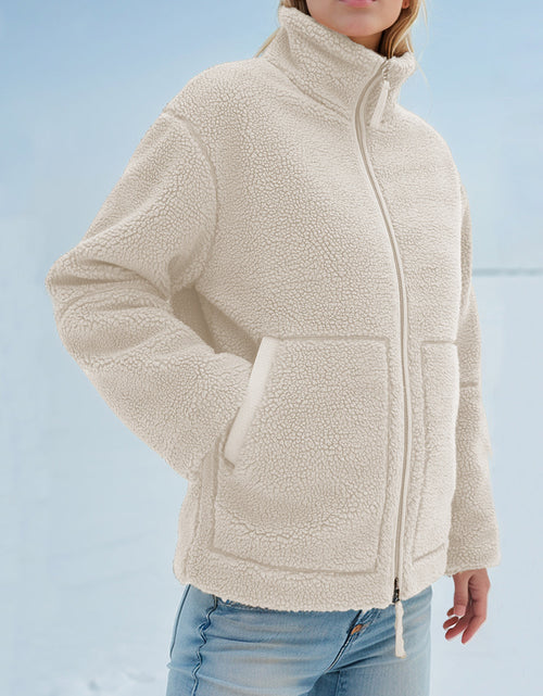 Load image into Gallery viewer, Turtleneck Zip Up Long Sleeve Plush Jacket
