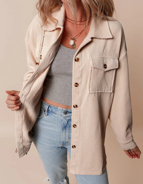 Load image into Gallery viewer, Pocketed Button Up Dropped Shoulder Shacket
