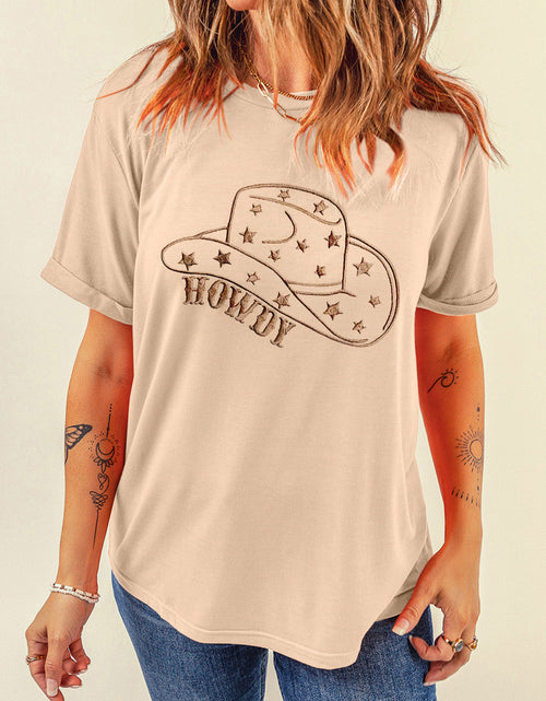 Load image into Gallery viewer, Hat Graphic Round Neck Short Sleeve T-Shirt
