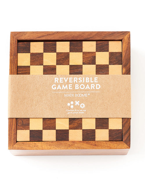 Load image into Gallery viewer, Checkers and Tic Tac Toe Game Set - Handcrafted Wood by Matr Boomie
