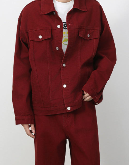 Load image into Gallery viewer, Men's Button Up Dropped Shoulder Denim Jacket
