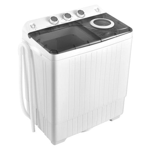 Load image into Gallery viewer, 26 LBS Twin Tub Portable Washing Machine with Built-In Drain Pump-Gray
