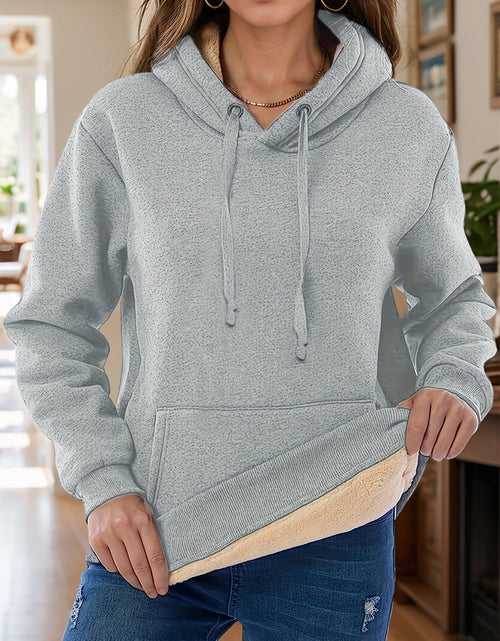Load image into Gallery viewer, Drawstring Long Sleeve Hoodie with Kangaroo Pocket
