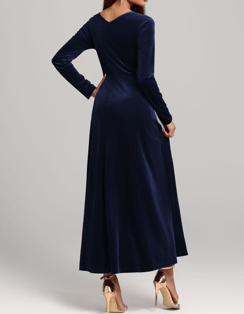 Load image into Gallery viewer, Square Neck Long Sleeve Velvet Dress
