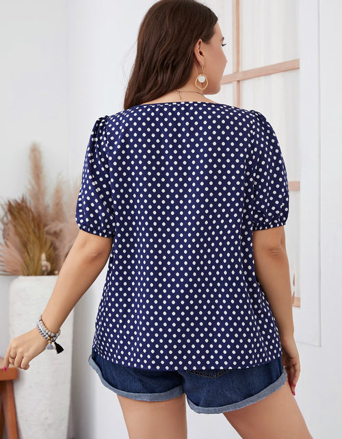 Load image into Gallery viewer, Honey Plus Size Polka Dot Square Neck Blouse
