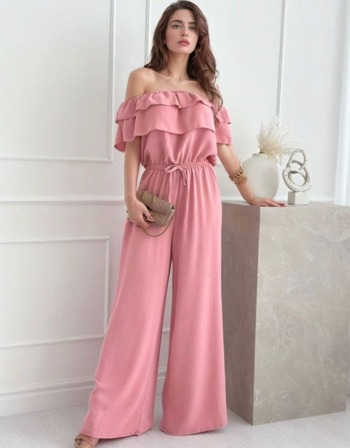 Load image into Gallery viewer, Ruffled Off  Shoulder Wide Leg Jumpsuit
