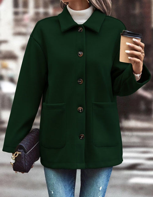 Load image into Gallery viewer, Pocketed Collared Neck Button Up Jacket
