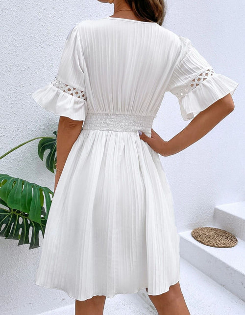 Load image into Gallery viewer, Cutout V-Neck Flounce Sleeve Mini Dress
