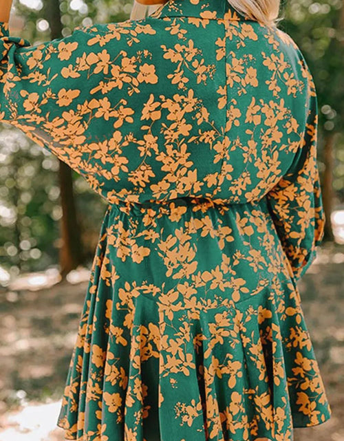 Load image into Gallery viewer, Printed Three-Quarter Sleeve Mini Dress
