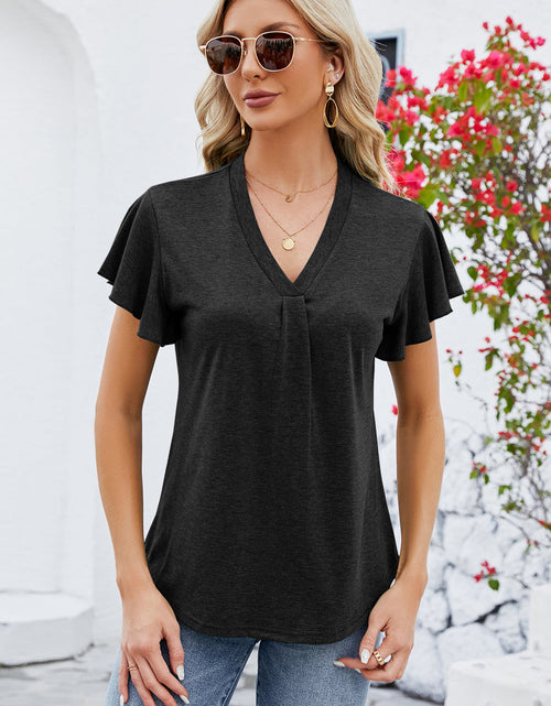 Load image into Gallery viewer, V-Neck Flutter Sleeve T-Shirt
