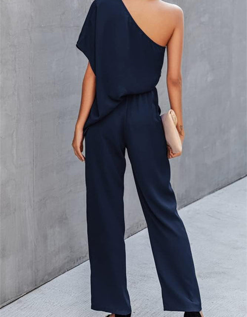 Load image into Gallery viewer, Single Shoulder Short Sleeve Jumpsuit
