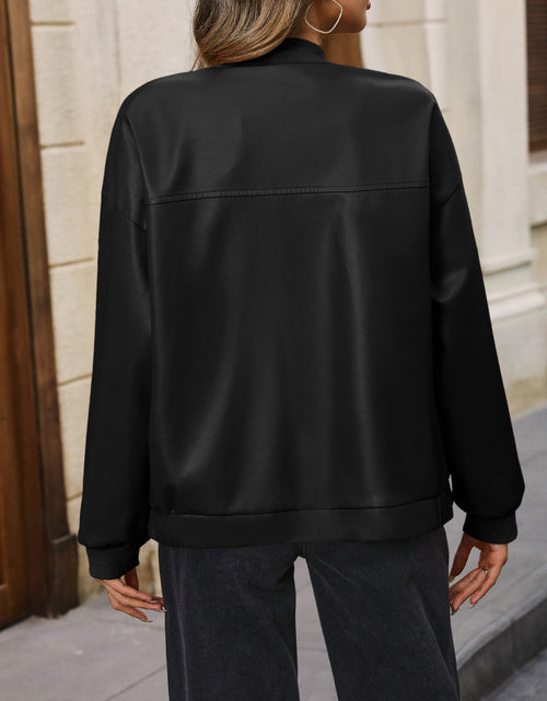 Load image into Gallery viewer, Ivy Lane Zip Up Baseball Collar Dropped Shoulder Jacket
