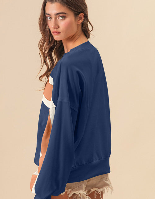 Load image into Gallery viewer, BiBi French Terry Color Block Cut Edge Detail Sweatshirt
