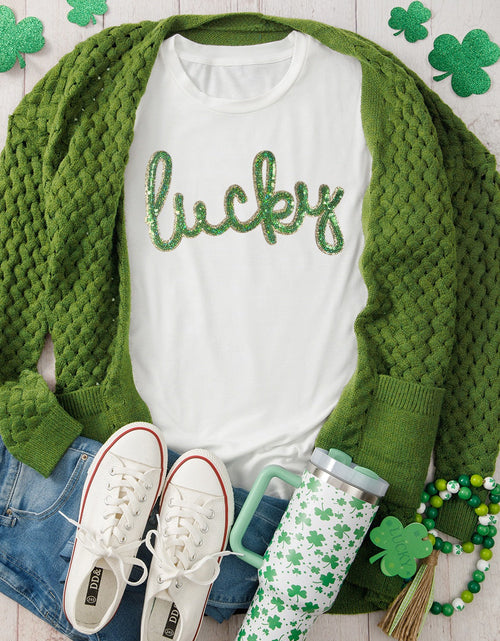 Load image into Gallery viewer, Sequined Lucky St.Patricks Day T-Shirt
