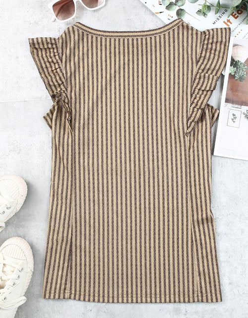 Load image into Gallery viewer, Striped Flutter Sleeve Tank
