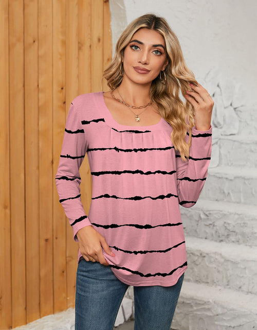 Load image into Gallery viewer, Printed Square Neck Long Sleeve Blouse
