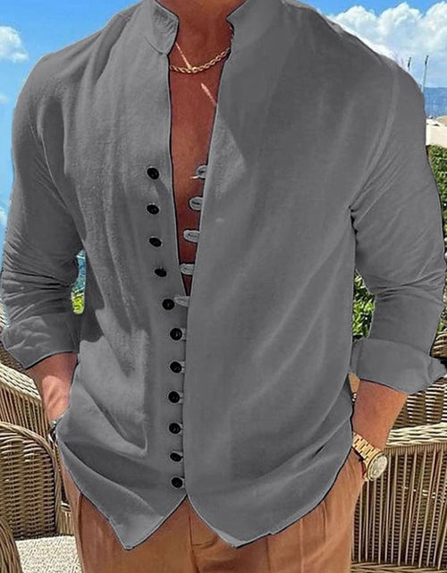 Load image into Gallery viewer, Men's Full Size Button Front Long Sleeve Shirt Plus Size
