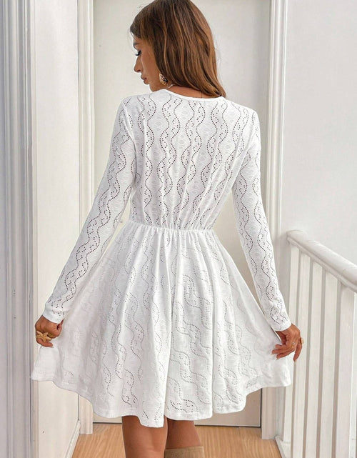 Load image into Gallery viewer, Lace Detail V Neck Long Sleeve Mini Dress
