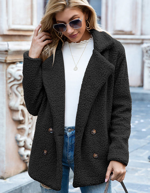 Load image into Gallery viewer, Ivy Lane Full Size Lapel Collar Sherpa Coat

