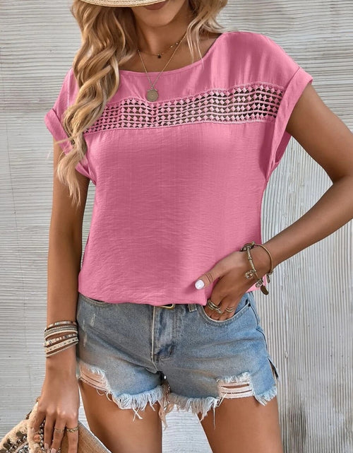 Load image into Gallery viewer, Cutout Round Neck Short Sleeve Top
