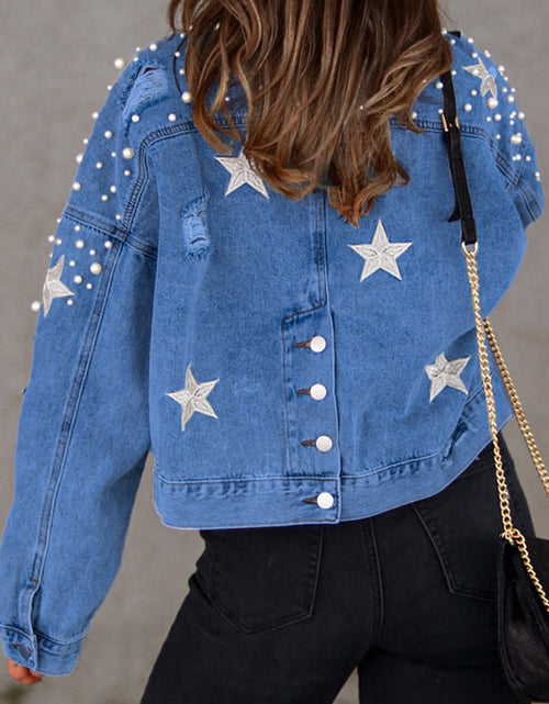 Load image into Gallery viewer, Bead Detail Denim Jacket
