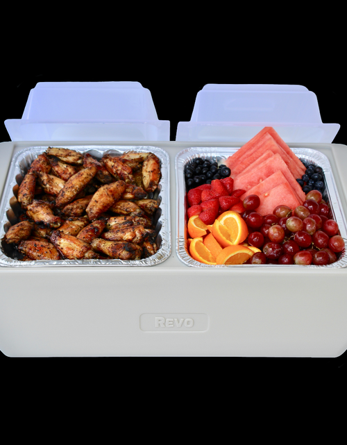 Load image into Gallery viewer, REVO Dubler HEAT | Flameless Chafer and Cooler | Greige Mist by REVO COOLERS, LLC
