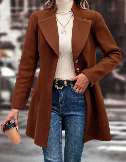 Load image into Gallery viewer, Collared Neck Long Sleeve Longline Coat
