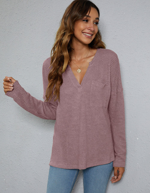 Load image into Gallery viewer, Dropped Shoulder High-Low Waffle-Knit Top
