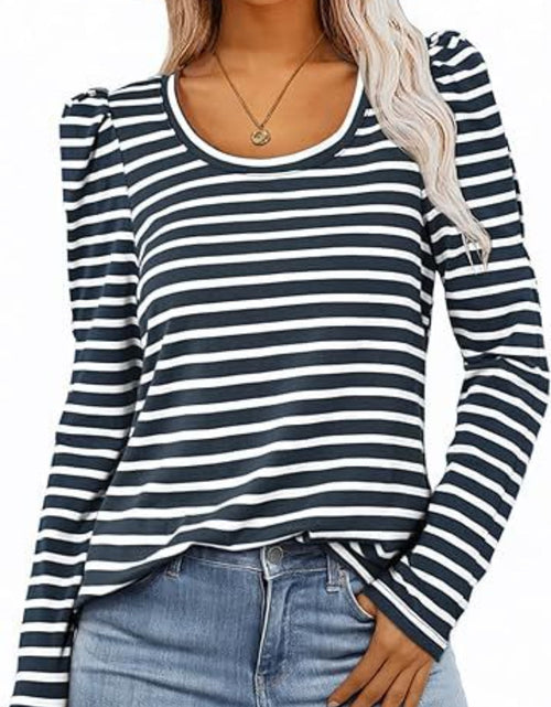 Load image into Gallery viewer, Striped Round Neck Long Sleeve T-Shirt
