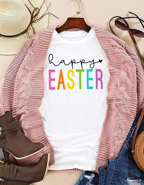 Load image into Gallery viewer, HAPPY EASTER Round Neck Short Sleeve T-Shirt
