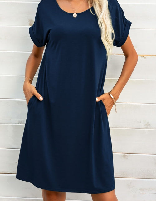 Load image into Gallery viewer, Scoop Neck Short Sleeve Pocket Dress
