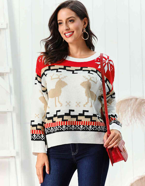 Load image into Gallery viewer, Reindeer Round Neck Sweater
