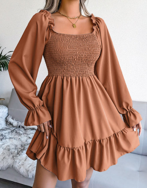 Load image into Gallery viewer, Smocked Flounce Sleeve Square Neck Dress
