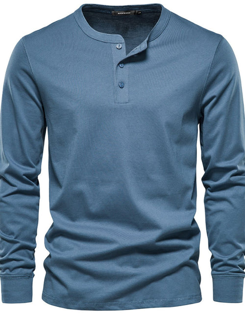 Load image into Gallery viewer, Men's Full Size Quarter Button Round Neck Long Sleeve T-Shirt Plus Size

